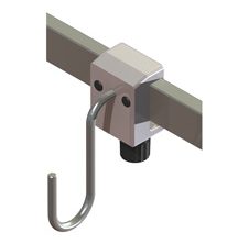 Drainagehalter, Urinbeutelhalter<br> mit Normschienenklaue, an Normschiene